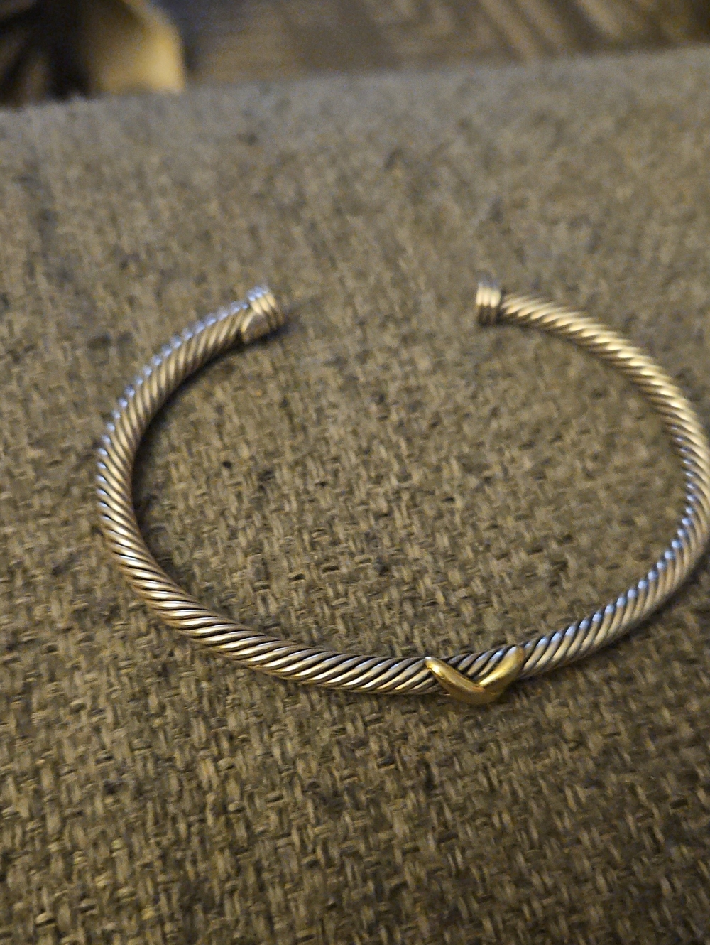 DAVID YURMAN Two-Tone Twisted Cable Open Cuff Bracelet - Silver and 18K Gold